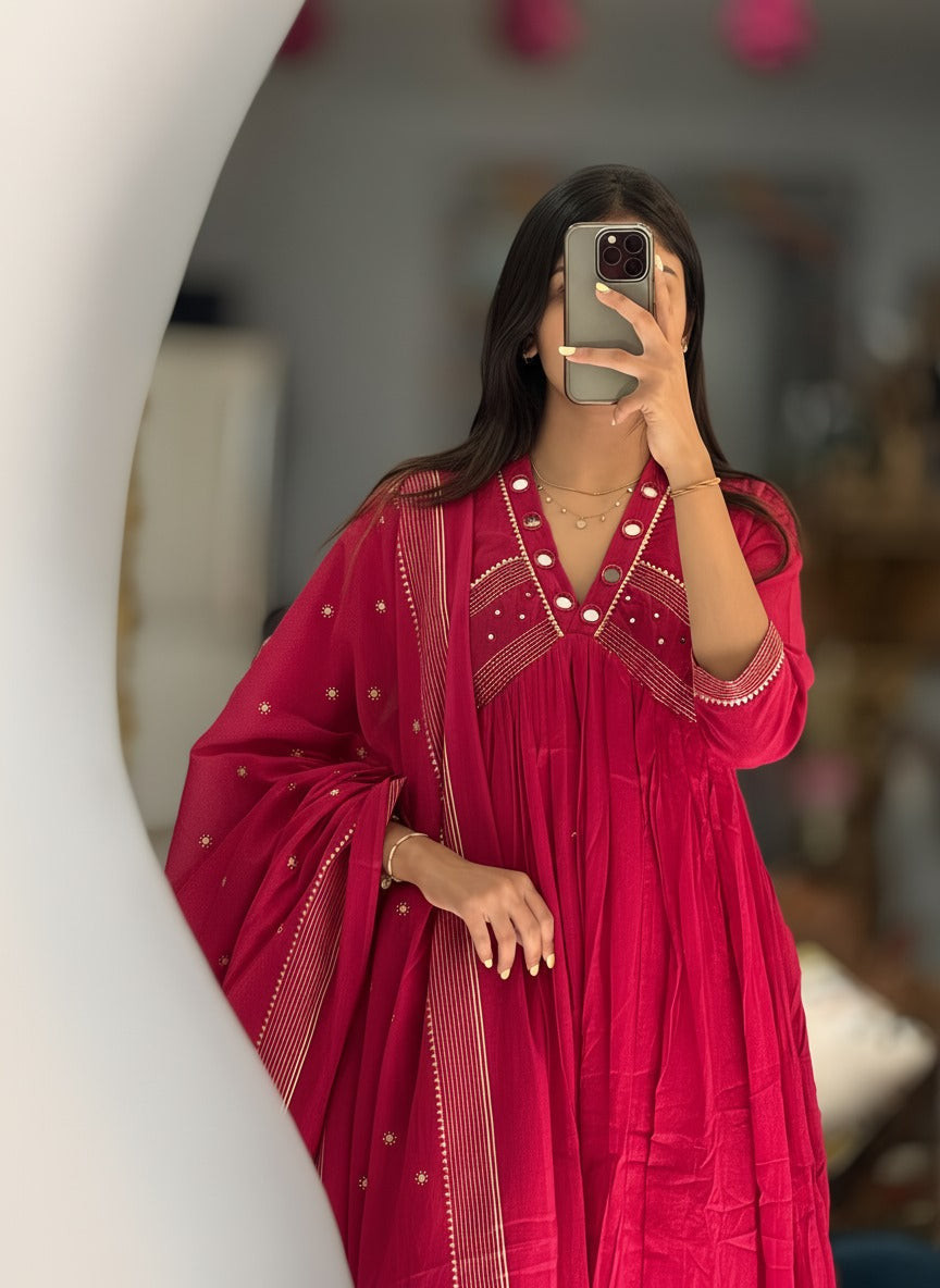 Ruby Glow Festive Anarkali Suit
